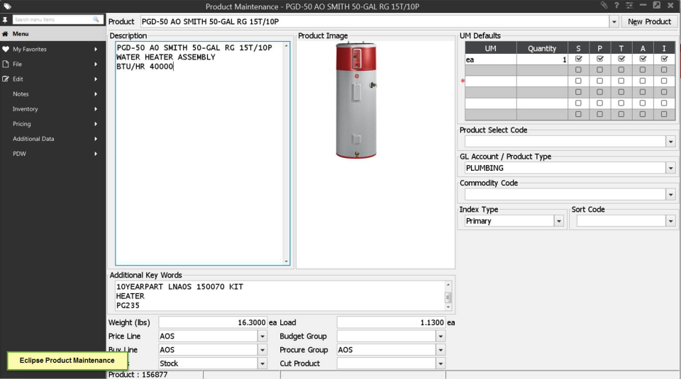screenshot of Epicor Eclipse